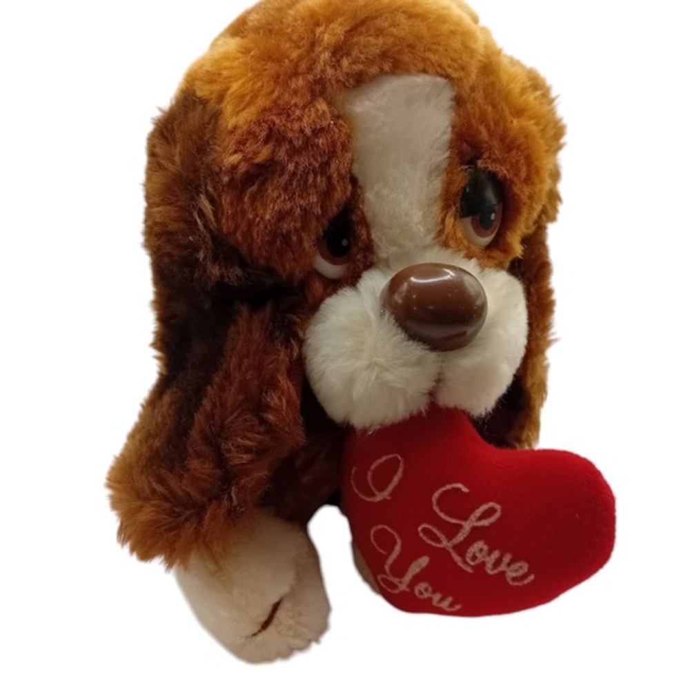Vintage Russ Berrie Baxter Puppy Plush I Love You Heart Valentine Stuffed Animal